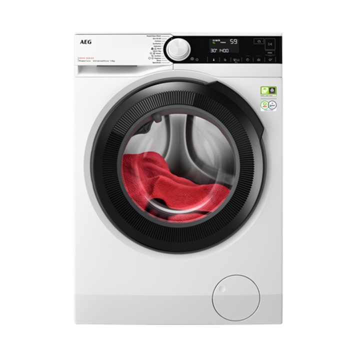 Предна пералня AEG LFR83844VE, ProSteam, PowerClean 59, 1400rpm, Aqua control, 8 кг, Клас А, бяла