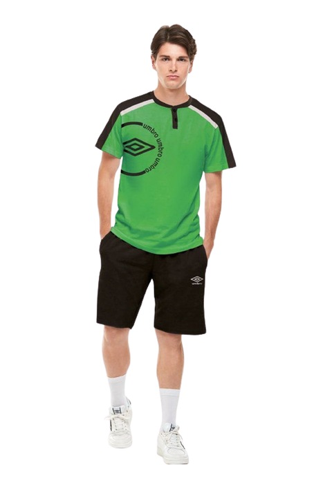 Umbro férfi pizsama, 2 db, pamut, póló és rövidnadrág, zöld színben, Zöld