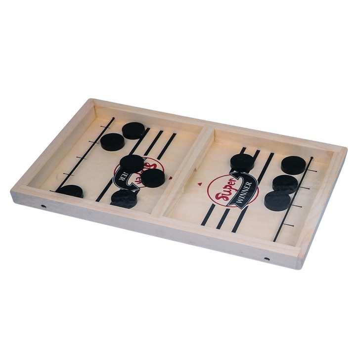 Jégkorong játék, fa, gyerekeknek, 36,5x21,5x2,6 cm