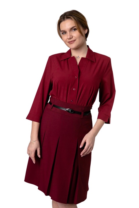 Зърнеста офис пола с плисета, Бордо