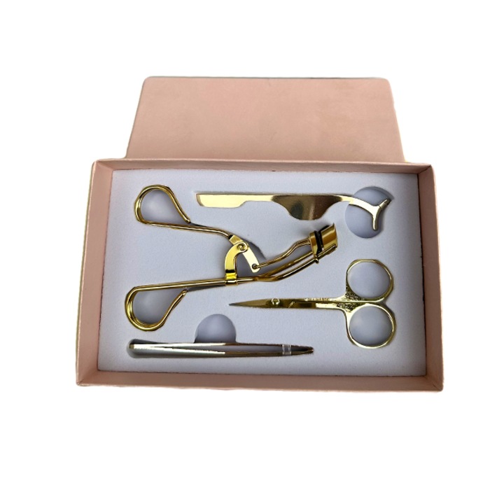 Set patru accesorii pentru stilizarea genelor si sprancenelor, Gold, Velve