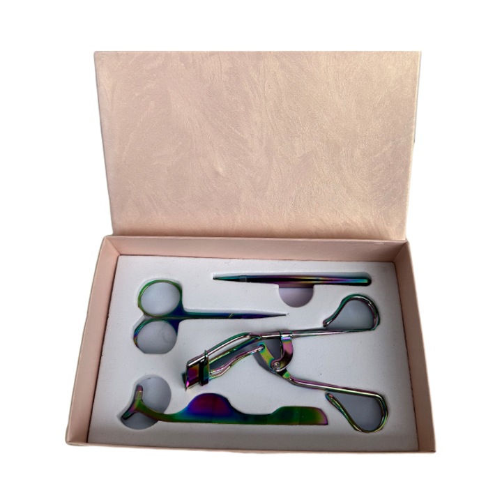 Set patru accesorii pentru stilizarea genelor si sprancenelor, Rainbow, Velve