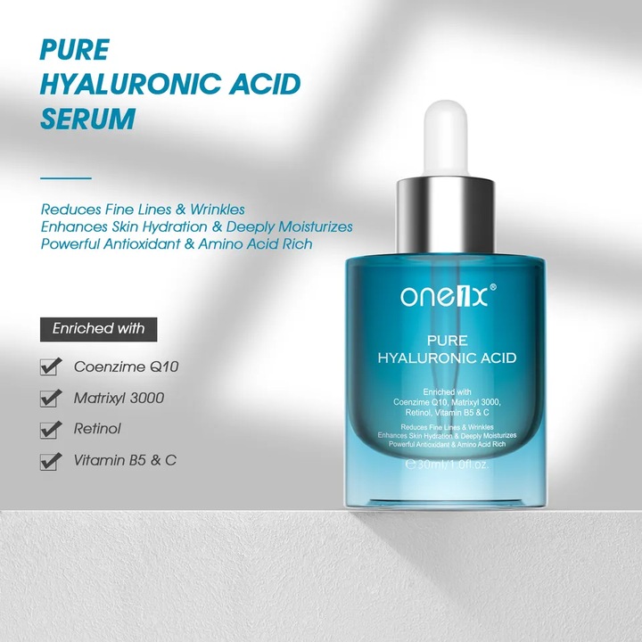 Serum cu acid hialuronic pur hidrateaza si umple ridurile gama ONE1x, Toxic Beauty, 30 ml