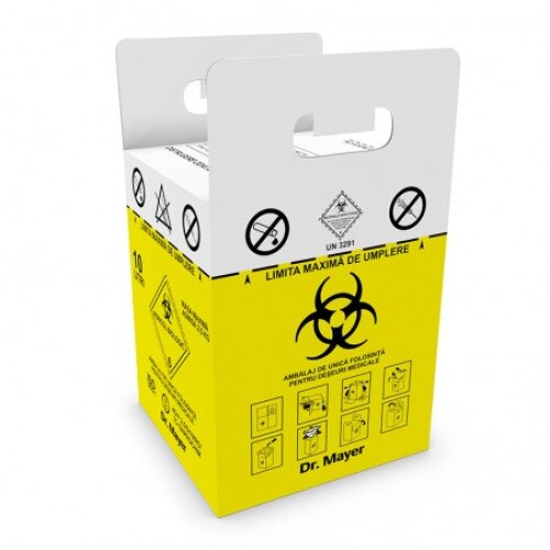 Sticker Infectioase Cutie Carton 10L DR Mayer cu Sac si Colier destinata colectarii ...