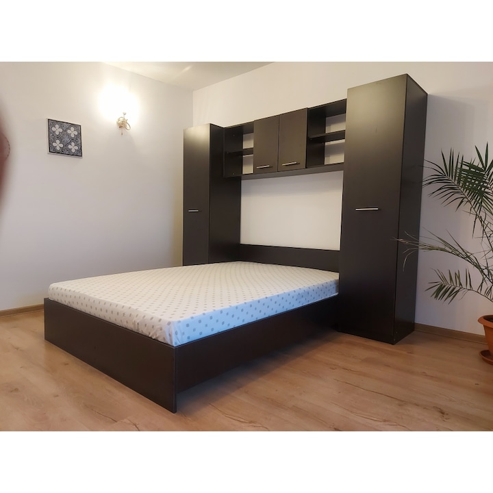 Set Dormitor Giulia, Pat 140x200cm, Culoare Wenge