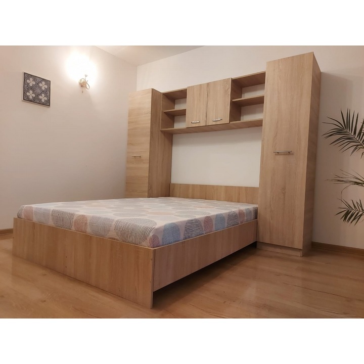 Set Dormitor Giulia, Pat 140x200cm, Culoare Sonoma