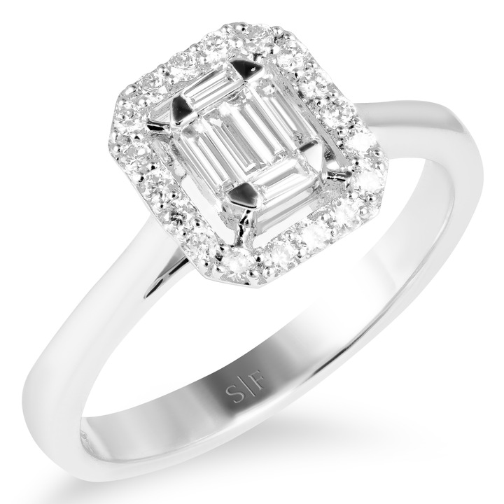 Inel Rostov Aur Alb, Sandra Ferretti, 14K, Diamante de 0.29 Carate
