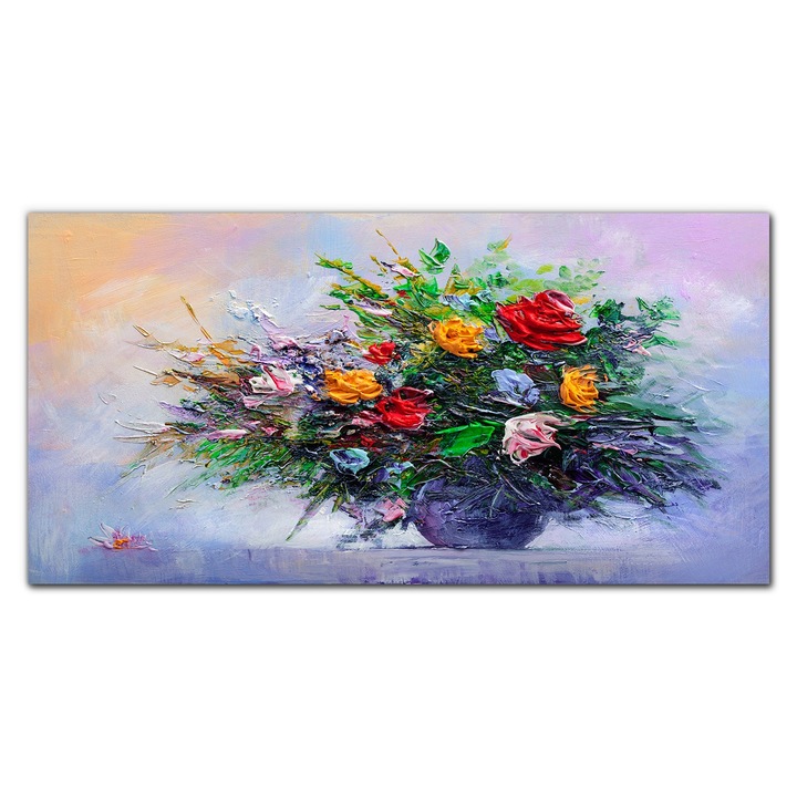 Vászonkép, Coloray, Négyszögletes, Művészeti Virágok Festése, Fekete, 140x70 cm, 010030010100000048604
