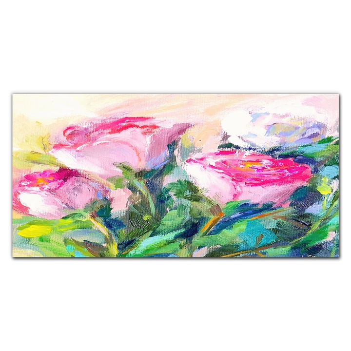 Картина върху платно, Coloray, Дървена рамка, Картина с маслени бои Флорални цветя, Многоцветна, 100x50 см, 010030010010000048669