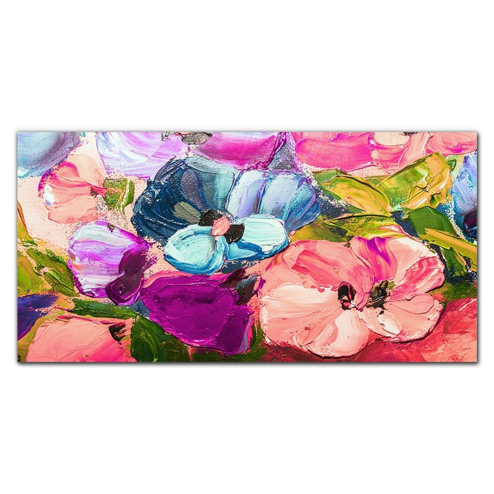 Картина на платно, Coloray, Дървена рамка, Painting Art Flowers, Черна, 140x70 см, 010030010100000048623