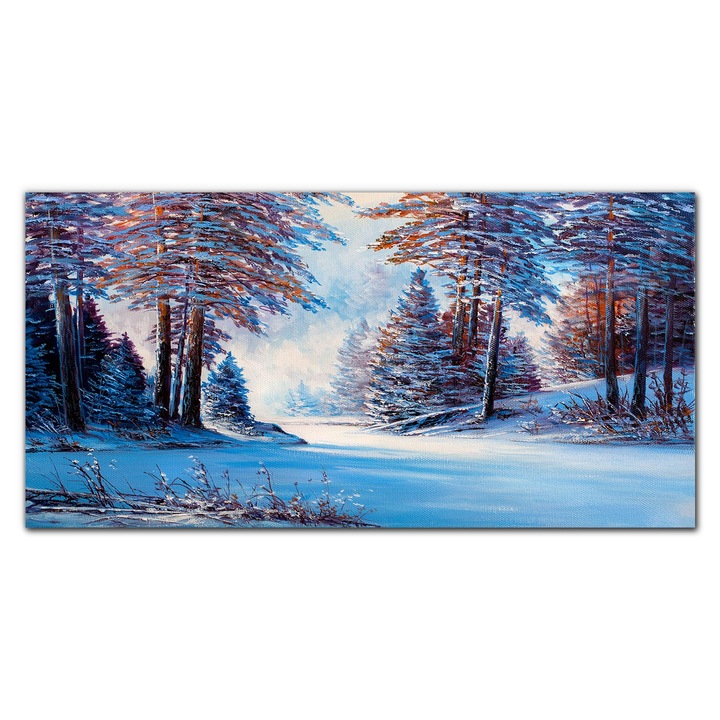Vászonkép, Coloray, Négyszögletes, Téli Erdei Fák Festése, Többszínű, 140x70 cm, 010030010100000048792