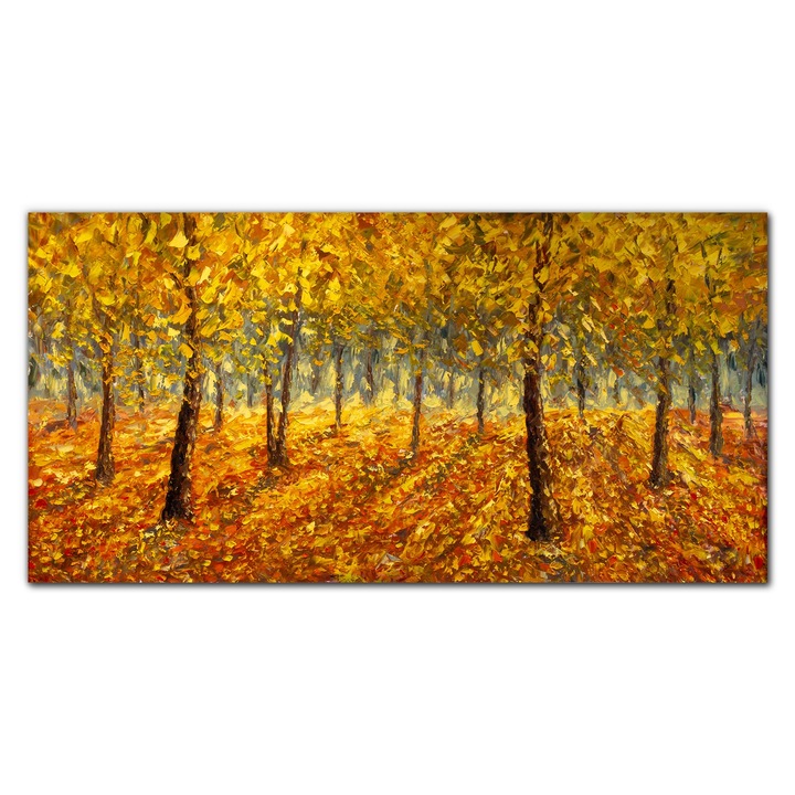 Vászonkép, Coloray, Négyszögletes, Erdei Fák Őszi Természet Festészete, Rózsaszín, 140x70 cm, 010030010100000048915
