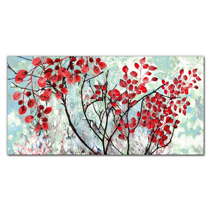 Картина върху платно, Coloray, Дървена рамка, Paint Leaves Colorful branches, Multicolor, 140x70 cm, 010030010100000048964