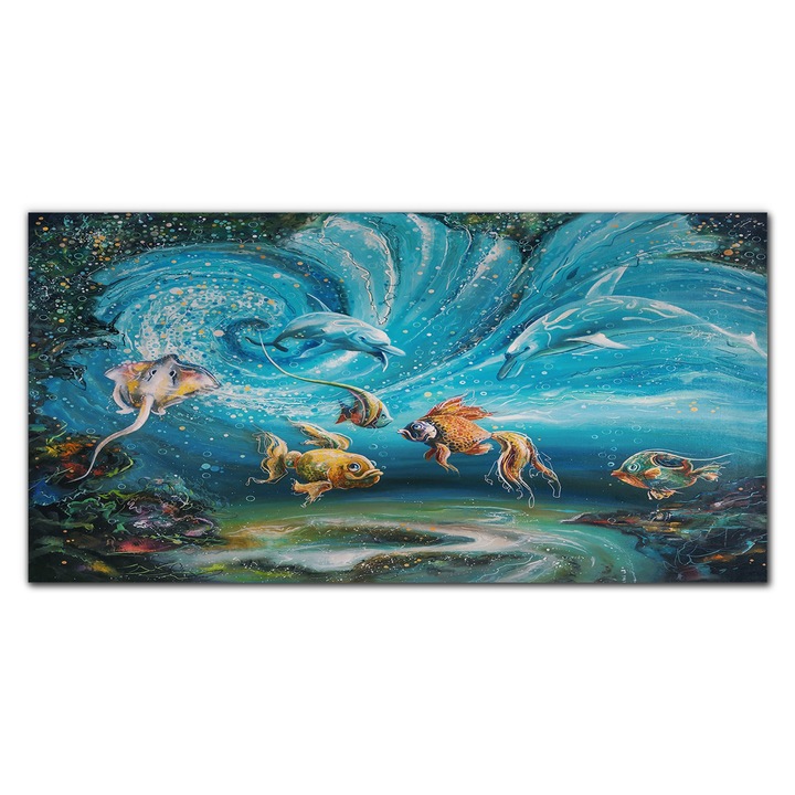 Vászonkép, Coloray, Négyszögletes, Állatok Festése Hal Művészet, Többszínű, 140x70 cm, 010030010100000048828
