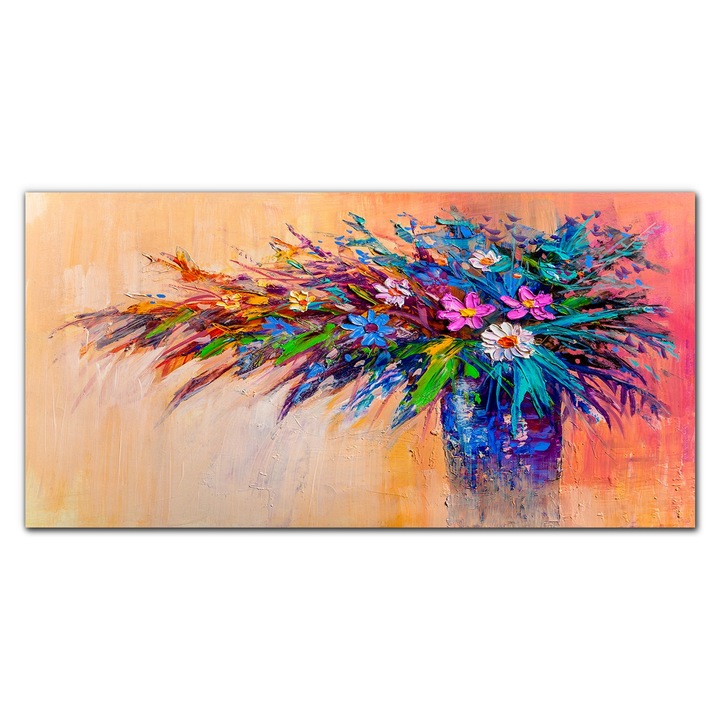 Картина върху платно, Coloray, Дървена рамка, Картина Colorful Flowers Art, Многоцветна, 140x70 cm, 010030010100000048965