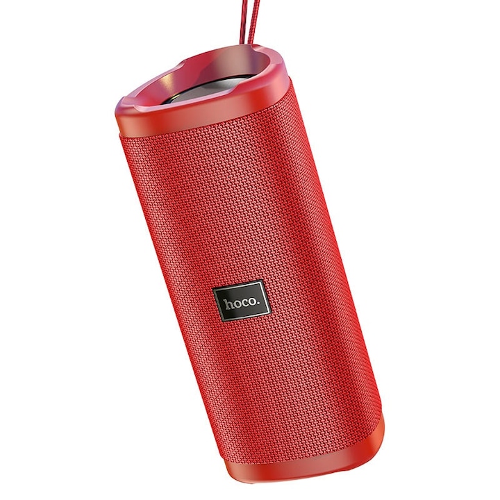 Bluetooth hordozható hangszóró, 2 x 5W, v5.0, TWS, Beépített FM rádió, TF kártyaolvasó, USB aljzat, 3.5mm, Kihangosított hívás támogatás, felakasztható, vízálló, Hoco HC4 Bella, piros