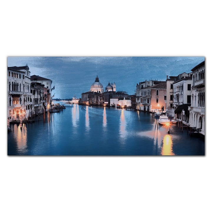 Картина на платно, Coloray, Дървена рамка, Water Architecture Painting City Boats, Multicolor, 140x70 cm, 010030010100000049334