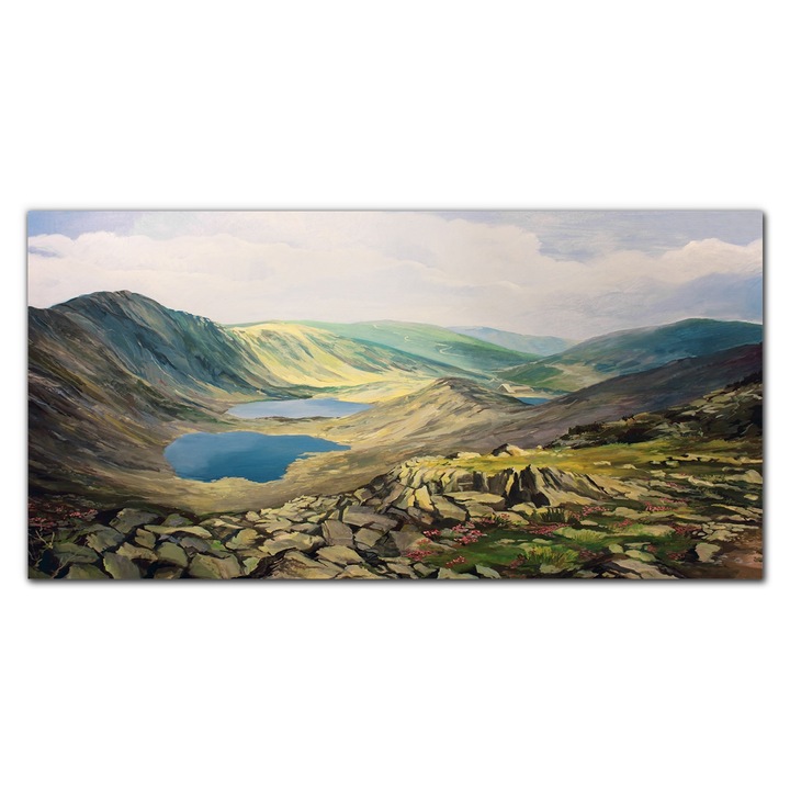 Vászonkép, Coloray, Négyszögletes, Festmény Tó Hegyek Táj, Fekete, 140x70 cm, 010030010100000049287
