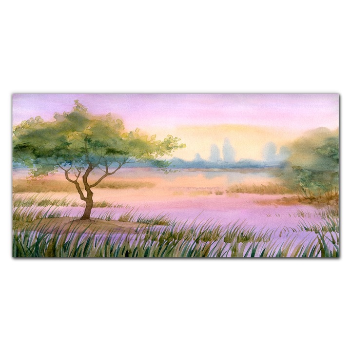 Картина на платно, Coloray, Дървена рамка, Акварелна картина Tree Water Art, Многоцветна, 100x50 см, 010030010010000049362