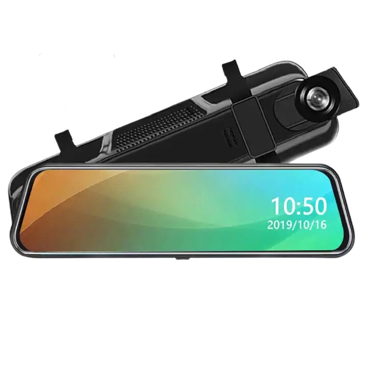Camera video auto tip oglinda, touchscreen, 11.8 inch, functie parcare, doua camere, fata spate, capacitate maxima memorie 32 gb