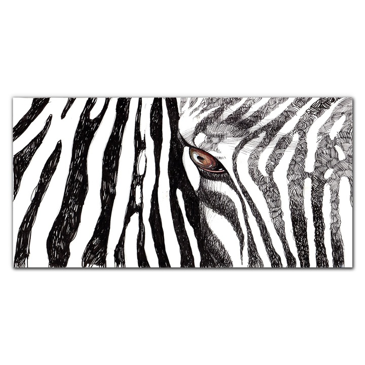 Картина върху платно, Coloray, Дървена рамка, Картина Animal Zebra Stripes Art, Blue, 140x70 cm, 010030010100000049269