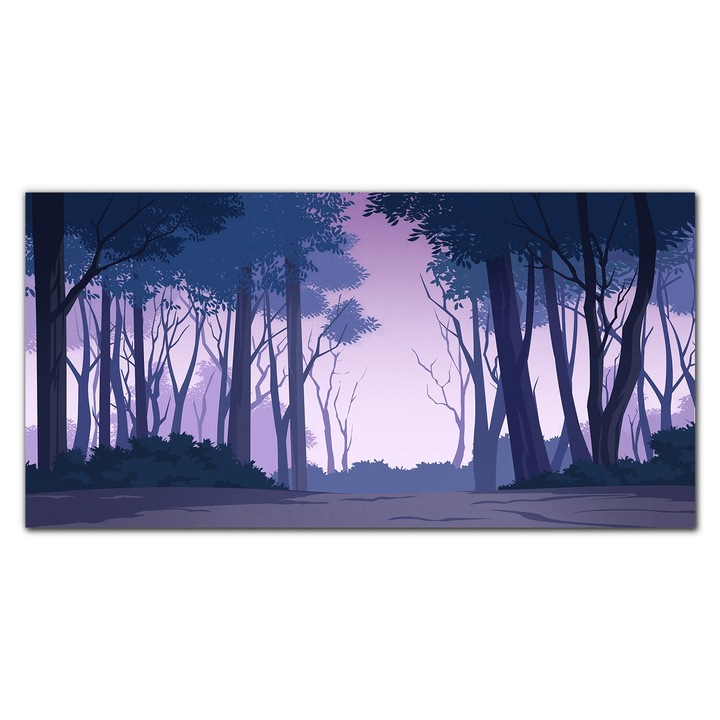 Картина на платно, Coloray, Дървена рамка, Картина Forest Trees Bushes Art, Blue, 100x50 cm, 010030010010000049448