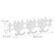Cuier de perete, model vintage, 6 carlige, 11 x 36,5 x 3,5 cm, alb