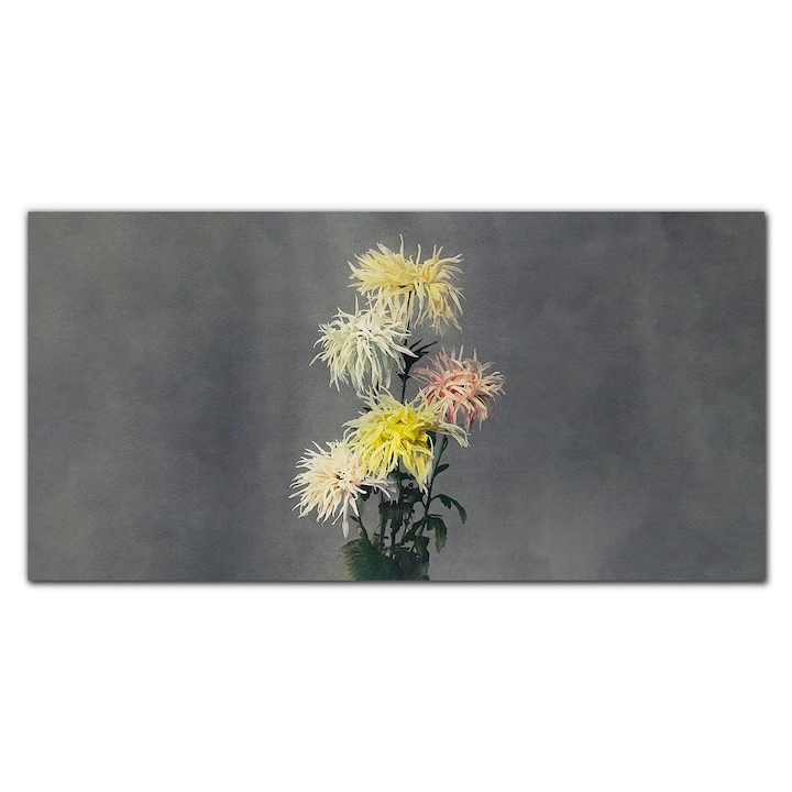 Tablou pe canvas, Coloray, Rama lemn, Tablouri Flori Plante Art, Gri, 120x60 cm, 010030010060000018292