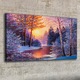 Vászonkép, Coloray, Négyszögletes, Festmény Fák Hó Folyó, Fehér, 100x50 cm, 010030010010000052386