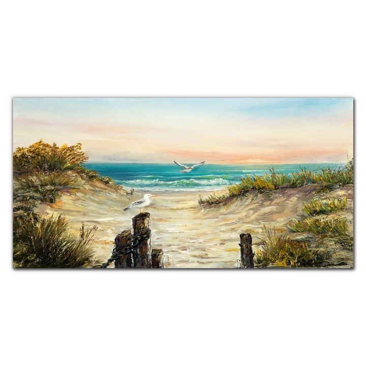 Картина върху платно, Coloray, Дървена рамка, Картина Coast Beach Big Waves, Многоцветна, 120x60 cm, 010030010060000033585