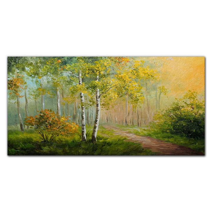 Картина върху платно, Coloray, Дървена рамка, Картина Forest Trees Path Leaves Art, Green, 120x60 cm, 010030010060000052469