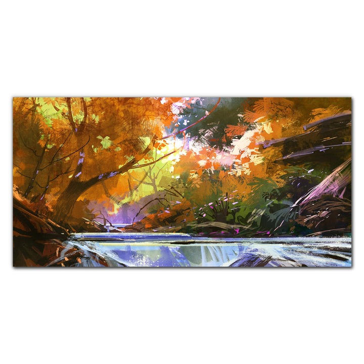 Картина на платно, Coloray, Дървена рамка, Абстрактна картина Forest Trees Rough Nature, Multicolor, 120x60 cm, 010030010060000052492