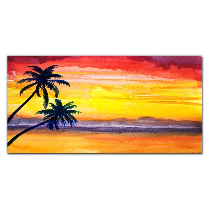 Картина върху платно, Coloray, Дървена рамка, Картина Coast Beach Palms Great Art, Многоцветна, 120x60 cm, 010030010060000052678