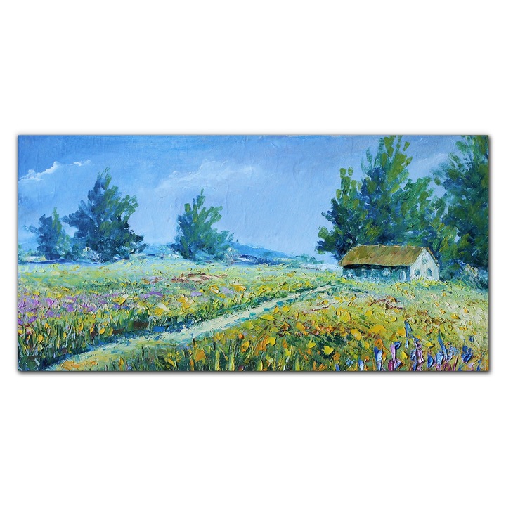 Картина на платно, Coloray, Дървена рамка, Картина Пейзаж Цветя Вили, Зелено, 120x60 см, 010030010060000052565