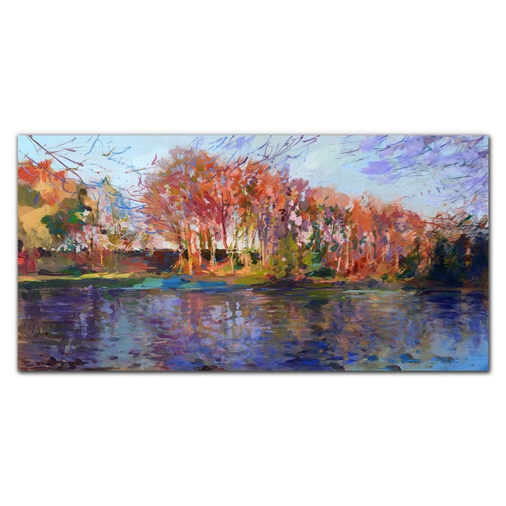 Картина на платно, Coloray, Дървена рамка, Абстрактна картина Forest Trees Lake Nature, Multicolor, 120x60 cm, 010030010060000052765