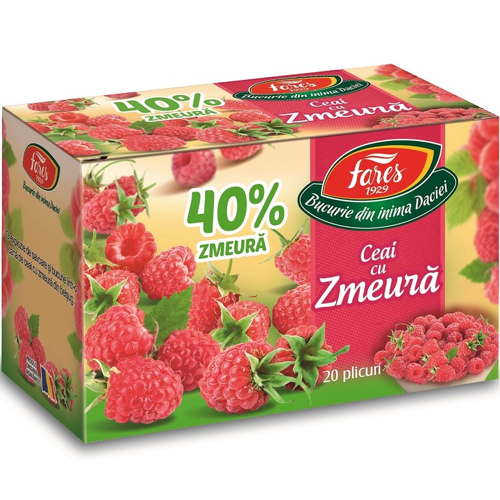 Ceai cu Zmeura 40%, 20 plicuri, Fares