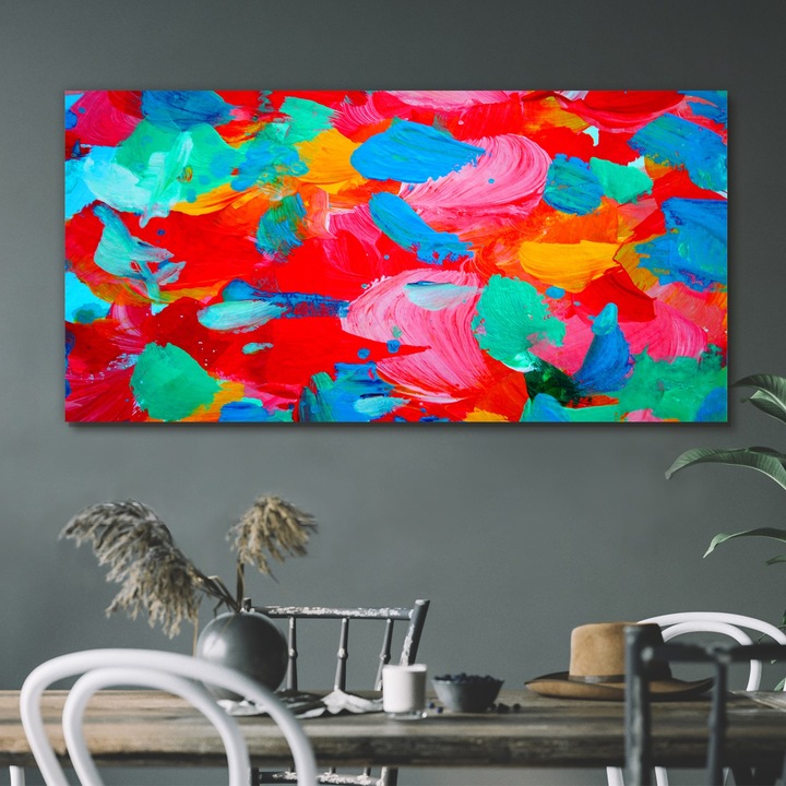 Vászonkép, Coloray, Négyszögletes, Absztrakt Akvarell Festmény, Rózsaszín, 120x60 cm, 010030010060000048568