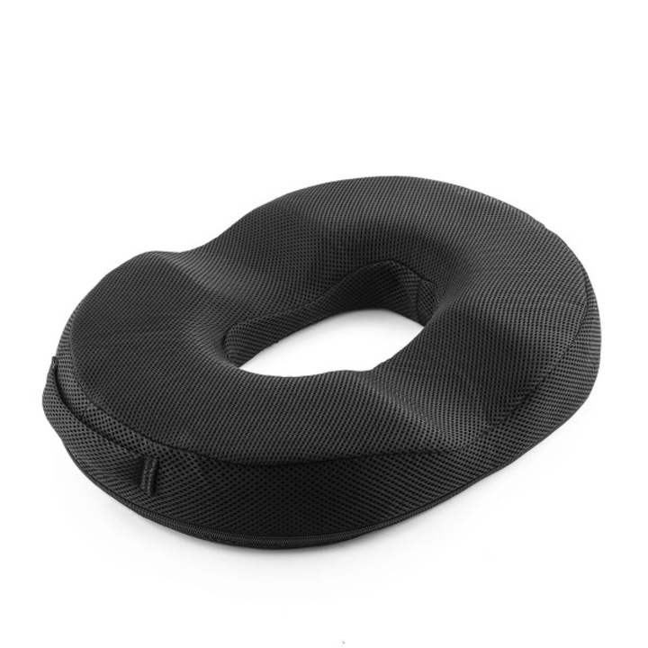 Perna ortopedica pentru sezut, din spuma cu memorie si gel cu carbune, relaxanta pentru coccis, cu husa lavabila