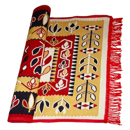 Covor traditional Natalia, 60x90 cm, cu 2 fete, lana, bumbac si fibre, RST2
