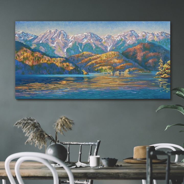 Vászonkép, Coloray, Négyszögletes, A Hegyek Tófákat Festenek, Többszínű, 120x60 cm, 010030010060000048829