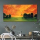 Vászonkép, Coloray, Négyszögletes, Festmény Fák Naplemente Égbolt, Zöld, 120x60 cm, 010030010060000015125
