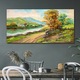 Vászonkép, Coloray, Négyszögletes, Festmény A Szárazföldi Út Fák Folyó, Kék, 120x60 cm, 010030010060000049067