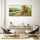Vászonkép, Coloray, Négyszögletes, Festmény A Szárazföldi Út Fák Folyó, Kék, 120x60 cm, 010030010060000049067