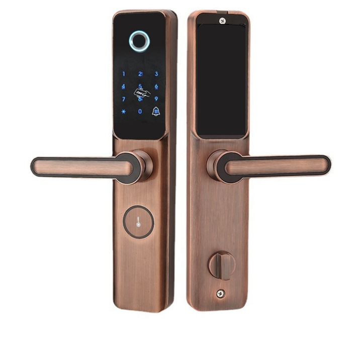 Yala Smart Virovetix, Wi-fi, acces din aplicatie TTLock, card acces, cod, amprenta, cheie, culoare rose gold