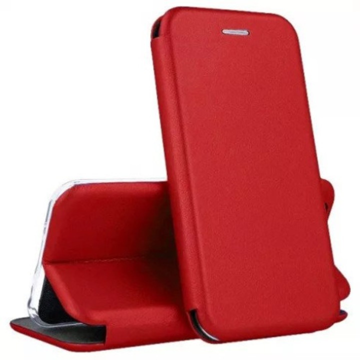 Калъф тип книга Elegance Wallet, съвместим със Samsung Galaxy A20e, функция джоб, червен