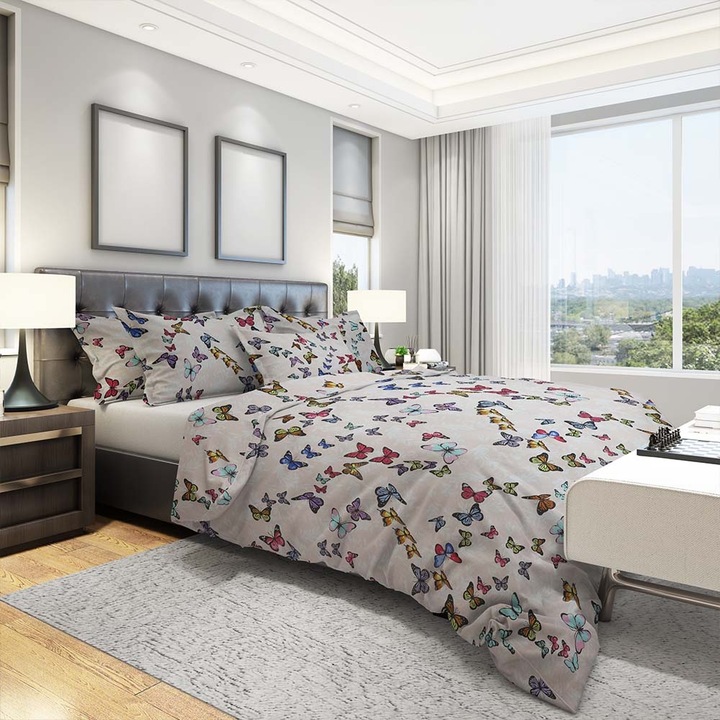 Pernador ágynemű, Ranforce pamut, 2 személyes, Krémes nyomattal