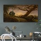 Vászonkép, Coloray, Négyszögletes, Erdei Fák Festése Sziklák Nap Természet, Barna, 120x60 cm, 010030010060000052733