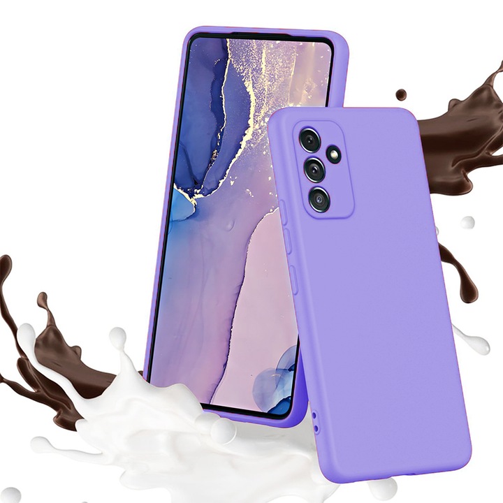 TPU szilikon tok mikroszálas béléssel Samsung Galaxy A57 5G készülékhez, mikroszálas belső, puha tapintású, vékony illeszkedés, tartós, kameravédelem, rugalmas, lila
