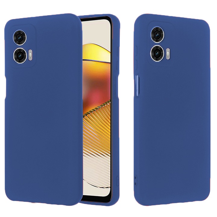 Husa de silicon TPU cu Microfibra pentru Motorola Moto E22, Interior Microfibra, Soft Touch, Slim Fit, Durabil, Flexibil, Albastru