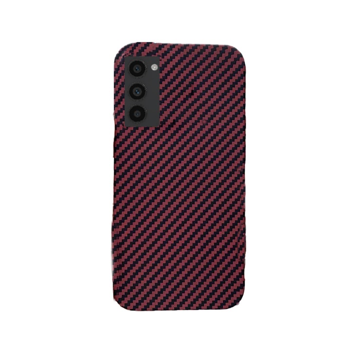 Калъф с вид на въглеродни арамидни влакна, съвместим със Samsung Galaxy S23, фин дизайн против плъзгане, повдигнати ръбове, матово покритие, червен